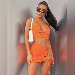 SHEIN Orange Cut-Out Mini Dress
